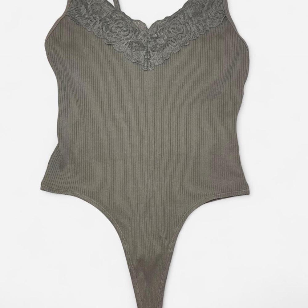 PINK Victoria's Secret Ribbed Sage Bodysuit